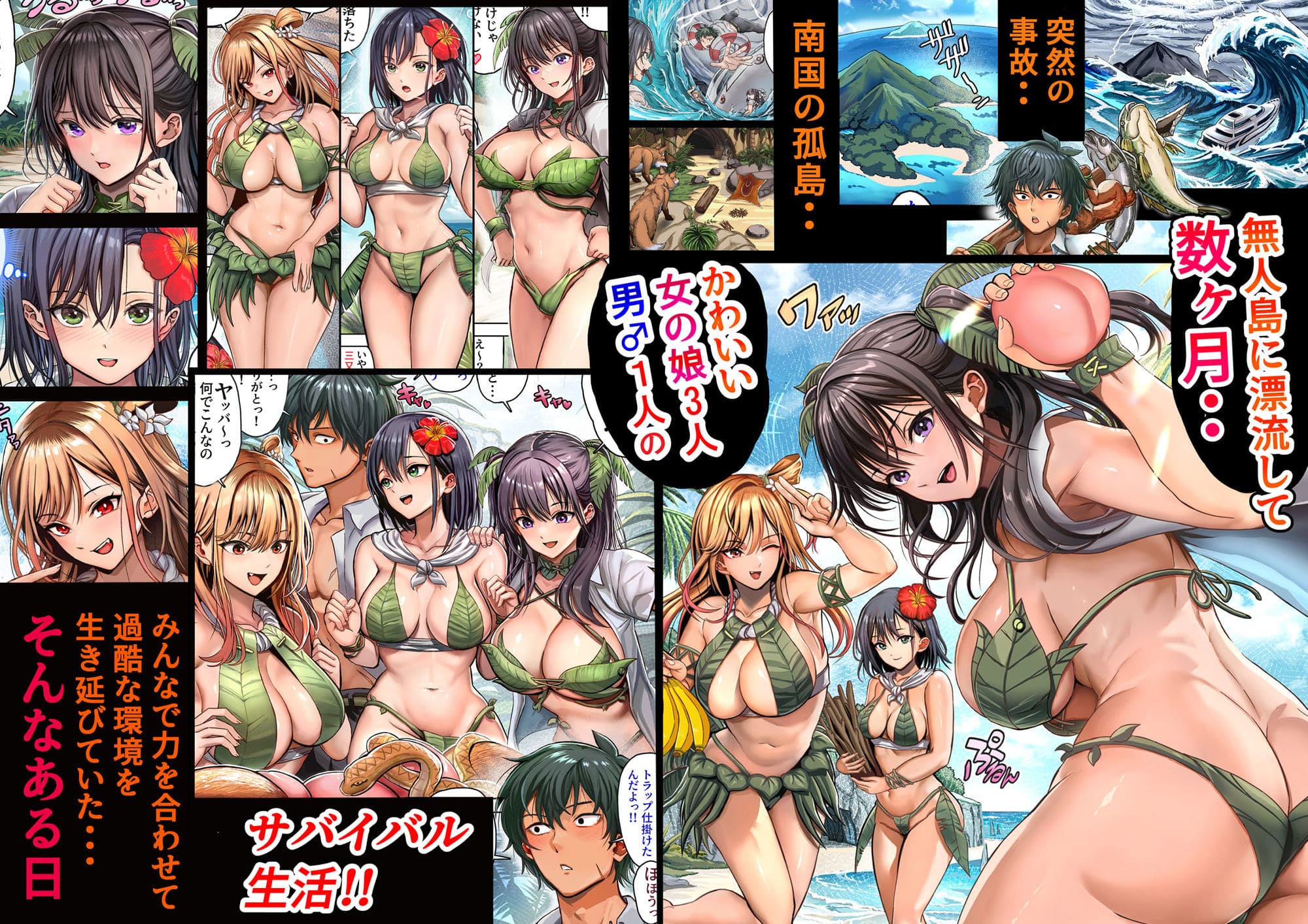 無人島遭難ハーレム エロ漫画